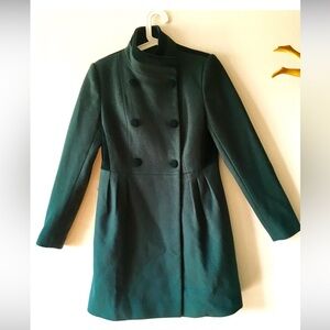 Badgley Mischka Forest Green 100 %wool & velvet coat.S/M (Celebrity style)